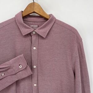 UNTUCKit Pique Polo L/S BD Slim Fit Shirt Mens XL‎ Berry Soft 100% Cotton Knit